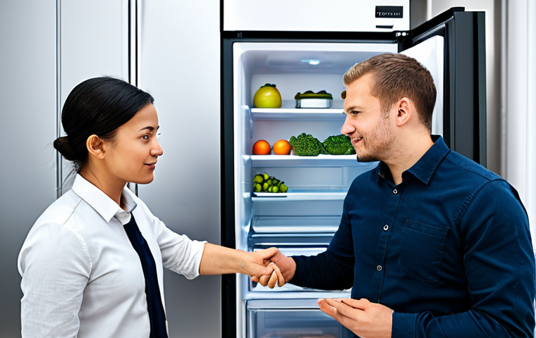 Eco-Friendly Appliance Design**

"A team of engineers collaborating on the design of a new energy-efficient refrigerator in a modern office. The focus is on the refrigerator's design, highlighting sustainable materials and innovative features. Everyone is fully clothed in appropriate office attire. Safe for work, appropriate content, fully clothed, professional, modest, perfect anatomy, correct proportions, natural pose, well-formed hands, proper finger count, natural body proportions, high quality rendering, detailed product design."

**