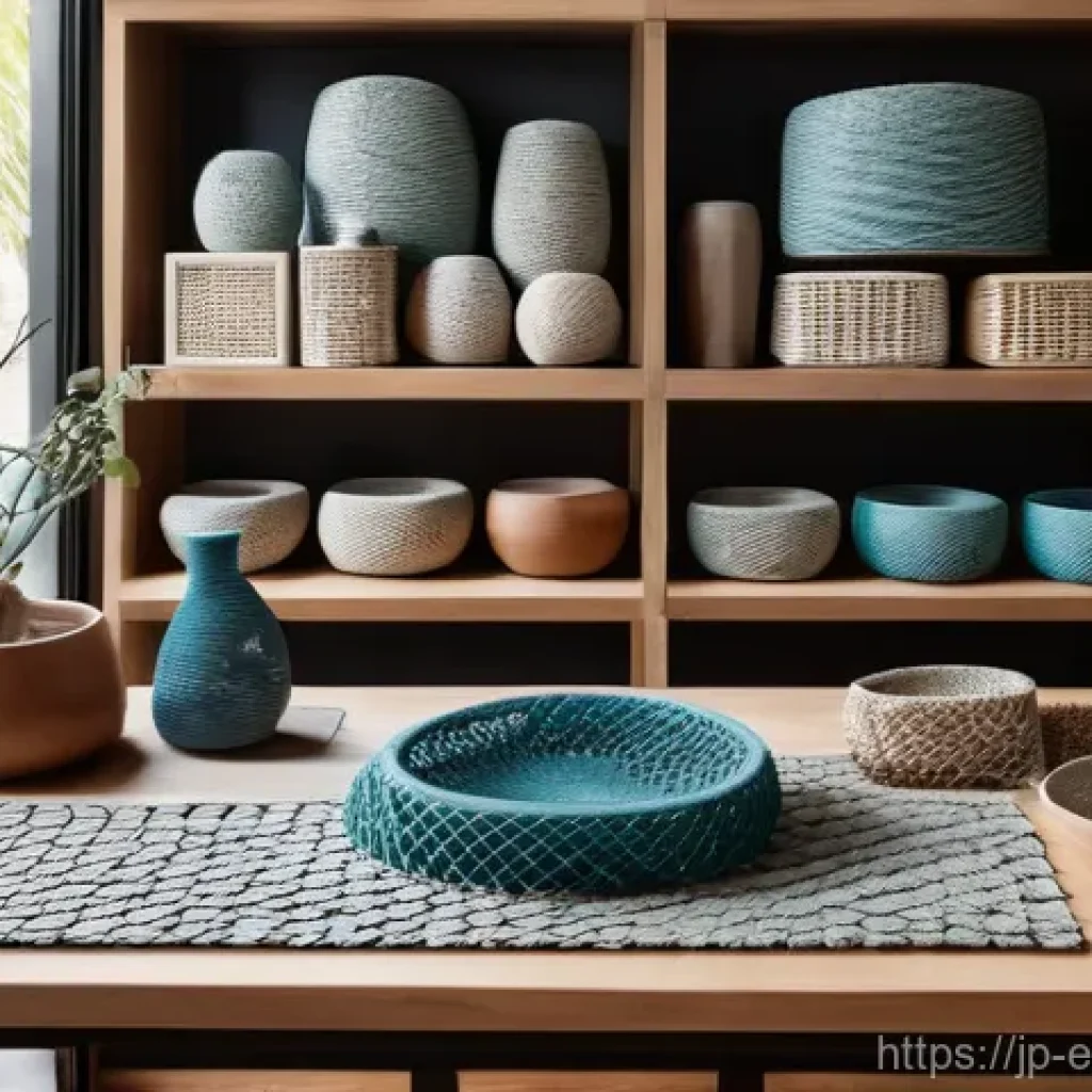 친환경 설계 프로젝트 사례 - **Prompt:** A minimalist, sunlit studio showcasing an artisan's workbench, where new, elegant materi...