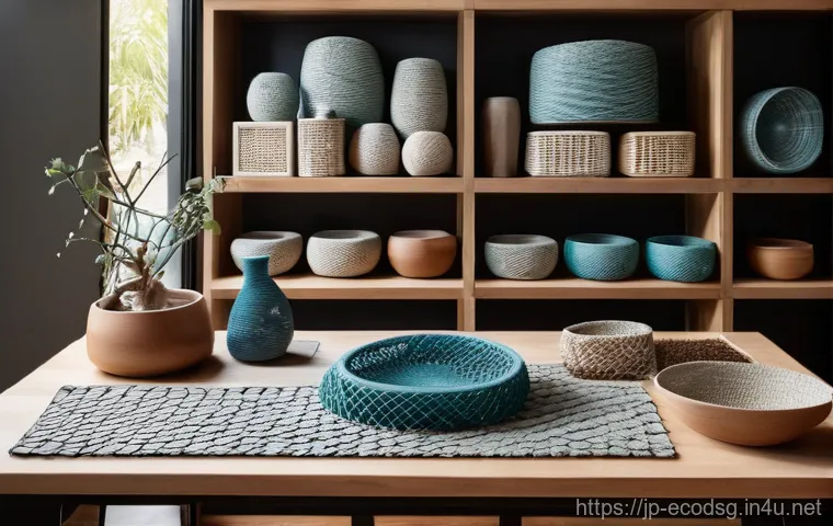 친환경 설계 프로젝트 사례 - **Prompt:** A minimalist, sunlit studio showcasing an artisan's workbench, where new, elegant materi...