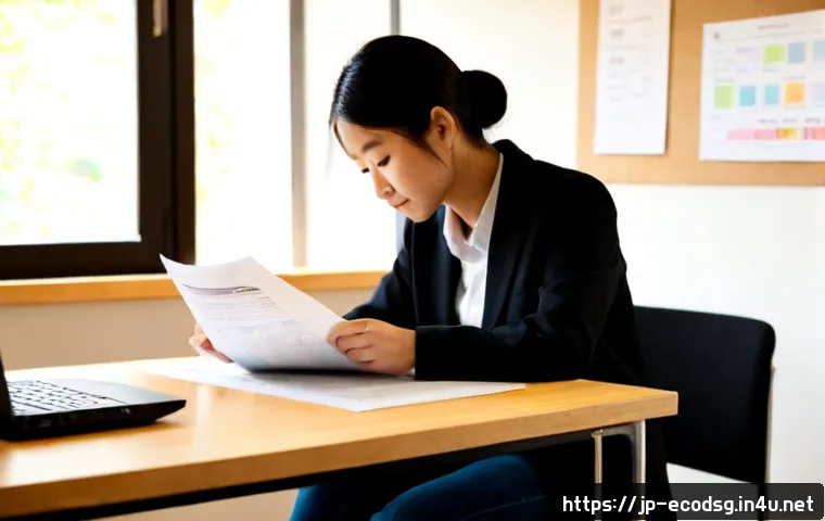 에코디자인 학술 논문 리뷰 - Photorealistic university researcher reviewing eco-design academic papers at a clean wooden desk, op...
